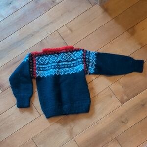Men's Nordic Pattern Sweater - Red and Blue
